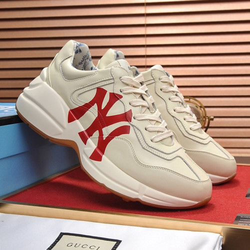 Gucci Mens Shoes Sneakers Luxury Brand Men's Rhyton leather sneaker with Original Box