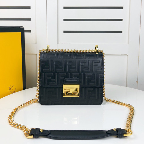 Fendi Womens Bags Shoulder Bags Luxury Brand FENDI Kan U leather bag with Original Box