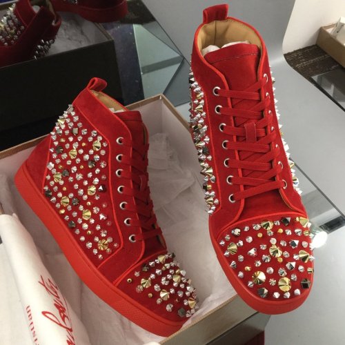 Christian Louboutin Mens Shoes Luxury Brand Red Bottom Design Louis Junior Spikes Flat with Original Box CL sneakers