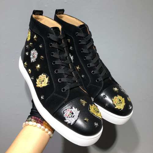 Christian Louboutin Mens Shoes Luxury Brand Red Bottom Design Louis Junior Spikes Flat with Original Box CL sneakers