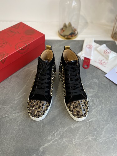 Christian Louboutin Mens Shoes Luxury Brand Red Bottom Design Louis Junior Spikes Flat with Original Box CL sneakers
