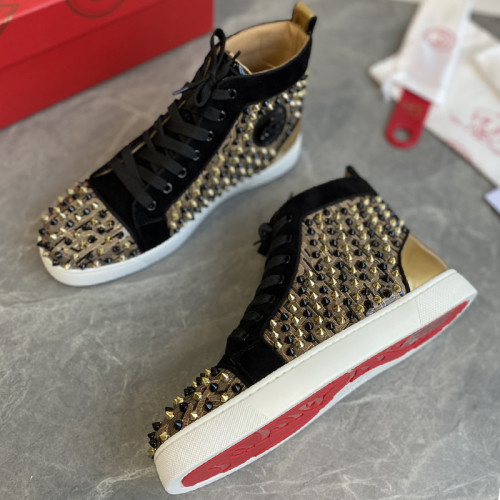 Christian Louboutin Mens Shoes Luxury Brand Red Bottom Design Louis Junior Spikes Flat with Original Box CL sneakers