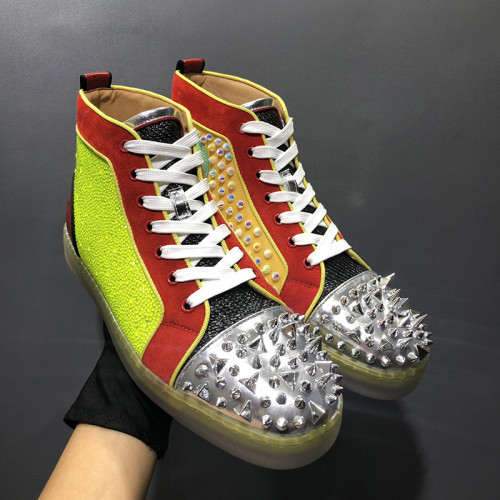 Christian Louboutin Mens Shoes Luxury Brand Red Bottom Design Louis Junior Spikes Flat with Original Box CL sneakers