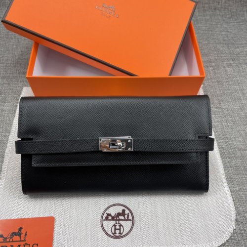 Hermes Womens Mens Wallets Purse Kelly Bag Clutch Leather Design Coin Bag with Original Box