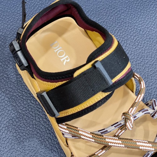 Dior Mens Shoes Sandals Luxury Brand DIOR H-TOWN SANDAL Technical Fabric with Brown Nubuck Calfskin with Original Box 3SA108ZON_H162