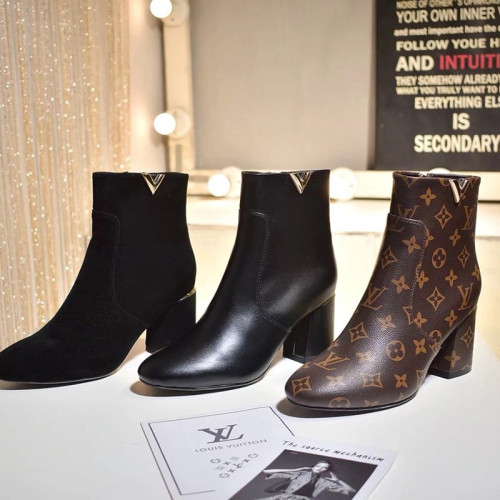 Louis Vuitton Women Shoes Boots Fashion Ankle Boots Luxury Brand Leather Design with Original Box