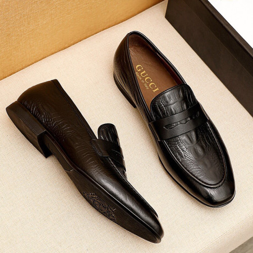 Gucci Mens Shoes Leather Design Luxury Brand Business Dress Shoes for Men with Original Box
