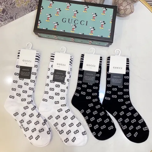 Gucci Socks 4 Pairs with Original Box Luxury Brand Breathable Gucci Sock