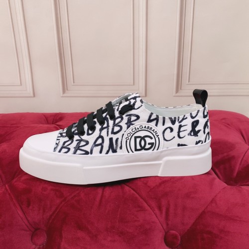 Dolce&Gabbana Womens Shoes Sneakers Fashion Type Luxury Brand Two-tone canvas Portofino Light Low-top sneakers with DG logo with Original Box