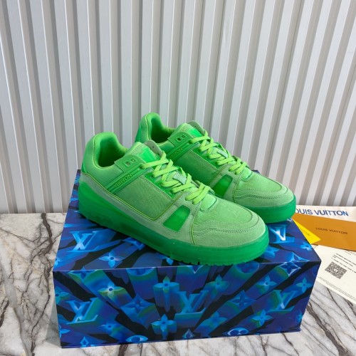 Louis Vuitton Men Shoes Fashion Design Luxury Brand LV TRAINER SNEAKER 1A8MJR Green Monogram denim with Original Box