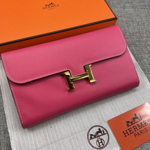 Hermes Womens Mens Wallets Purse Constance Clutch Leather Design Coin Bag with Original Box