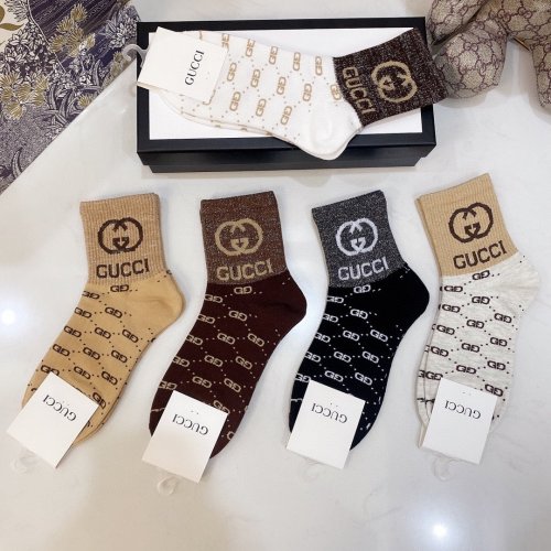 Gucci Socks 5 Pairs with Original Box Luxury Brand Breathable Gucci Sock