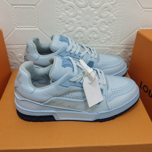 Louis Vuitton Womens Shoes Fashion Sneakers Design Luxury Brand LV TRAINER SNEAKER Mix of materials with Original Box 1A9JI9