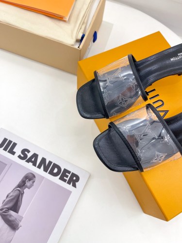 Louis Vuitton Womens Shoes Sandals Slippers Luxury Brand REVIVAL MULE 1A9P06 Monogram-embossed lambskin with Original Box 5.5cm Heel