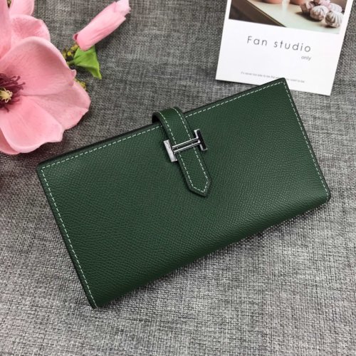 Hermes Womens Mens Wallets Purse Bearn Clutch Leather Design Coin Bag with Original Box