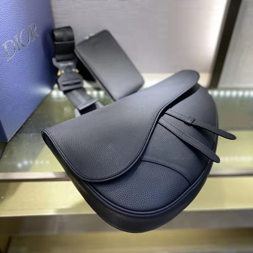 Dior Mens Womens Bags Shoulder Messenger Bags Luxury Brand Maxi Saddle Bag Black Grained Calfskin with Original Box 1ADPO211YMJ_H00N
