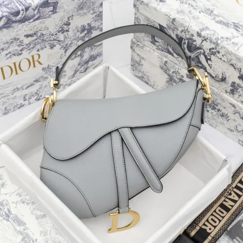 Dior Womens Bag Saddle Bag Luxury Brand Fashion Saddle Bag Cloud Blue Shiny Goatskin M0446CCEH_M81B