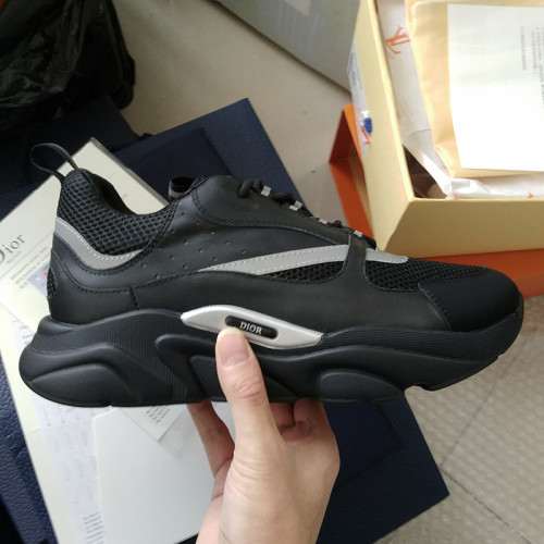 Dior Mens Shoes Sneakers Luxury Brand Breathable Design B22 SNEAKER Black Technical Mesh and Smooth Calfskin with Original Box 3SN231ZNG_H969