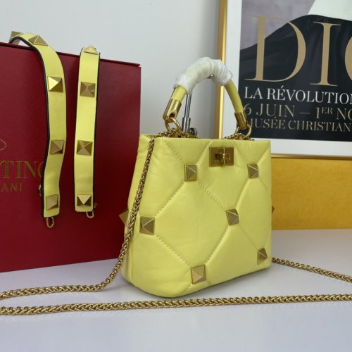 Valentino Womens Bags Crossbody Bags Handbags Luxury Brand SMALL ROMAN STUD THE HANDLE BAG IN NAPPA VW0B0I97BSFM20 with Original Box
