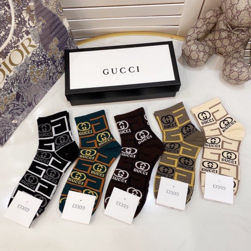 Gucci Socks 5 Pairs with Original Box Luxury Brand Breathable Gucci Sock