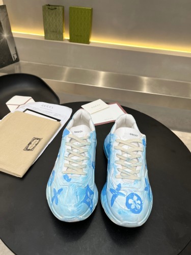 Gucci Women Shoes Women's Rhyton Gucci logo leather sneaker Luxury Brand with Original Box