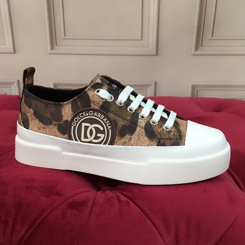 Dolce & Gabbana Mens Shoes Sneakers Rubber Sole Luxury Brand Cotton drill Portofino Light sneakers with leopard print and DG logo Men Casual Shoes with Original Box
