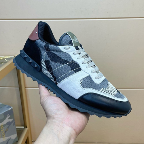 Valentino Men Shoes Fashion Design Luxury Brand ROCKRUNNER CAMOUFLAGE LAMINATED STUDDED SNEAKER with Original Box