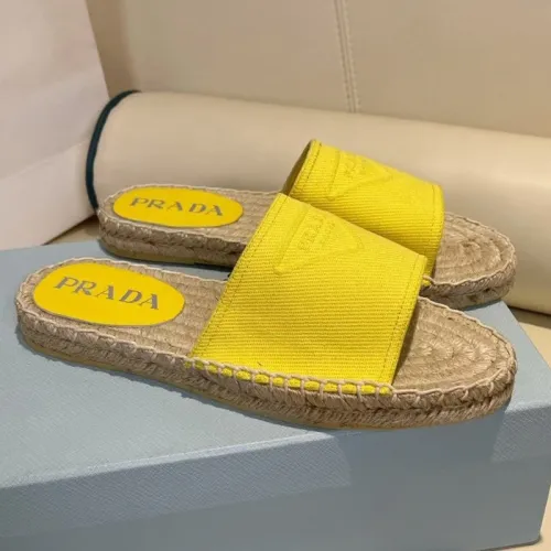 Prada Womens Shoes Casual Luxury Brand Breathable Hemp espadrilles Shoes Sandals Slippers with Original Box