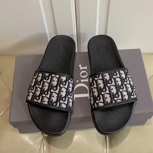 Dior Womens Shoes Sandals Slippers Slide Luxury Brand DIO(R)EVOLUTION SLIDE Shiny Technical Fabric with Dior Oblique Print with Original Box