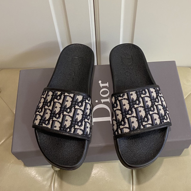 Dior Womens Shoes Sandals Slippers Slide Luxury Brand DIO(R)EVOLUTION SLIDE Shiny Technical Fabric with Dior Oblique Print with Original Box
