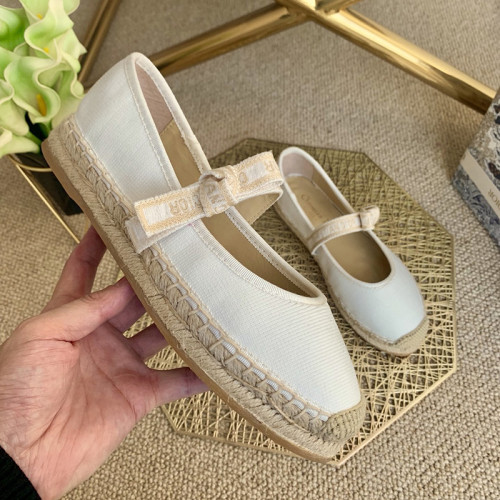 Dior Women Shoes Luxury Brand Design Dior Espadrille Nude Mesh Embroidery Womens Shoes with Original Box