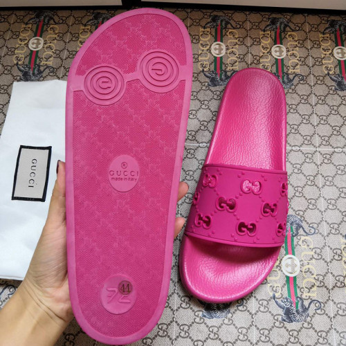 Gucci Women Shoes Flat Sandals Slippers Luxury Brand Women's rubber GG slide sandal with Original Box ‎573922 JDR00 5846