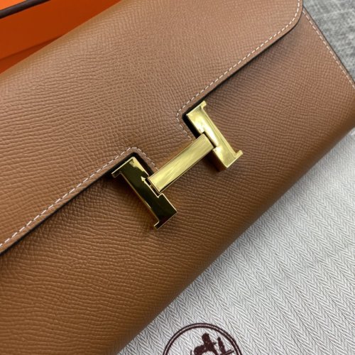 Hermes Womens Mens Wallets Purse Constance Clutch Leather Design Coin Bag with Original Box