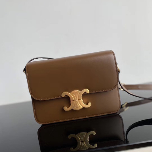 Celine Womens Bag TEEN TRIOMPHE BAG IN SHINY CALFSKIN
