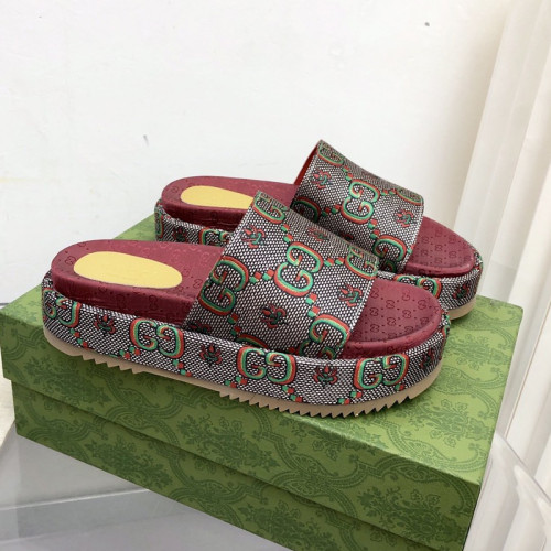 Gucci Womens Shoes Sandals Slides Slippers Luxury Brand Thick Sole Design Women's GG canvas slide sandal with Original Box 624695 H6320 9763