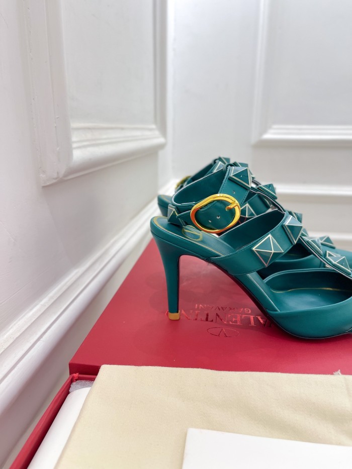 Valentino Women Shoes Mule Flip Flop Sandals ROMAN STUD SLIDE SANDAL IN QUILTED NAPPA with Original Box Luxury Brand 8cm Heel Design