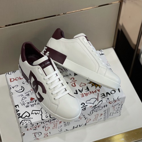 Dolce&Gabbana Men Shoes Sneakers Luxury Portofino Sneakers In Nappa Leather And Rubber Toe-Cap