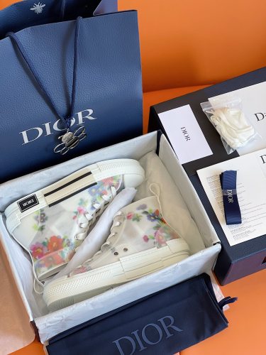 Dior Mens Shoes Sneakers Casual Luxury Brand B23 HIGH-TOP SNEAKER Dior Oblique Canvas with Original Box 3SH118ZMK_H761
