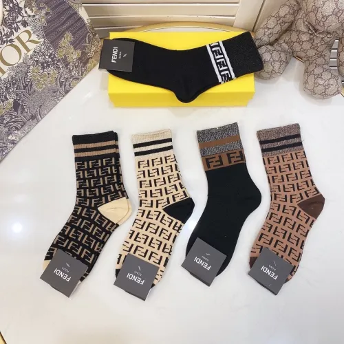 Fendi Socks 5 Pairs with Original Box Luxury Brand Breathable Fendi Sock