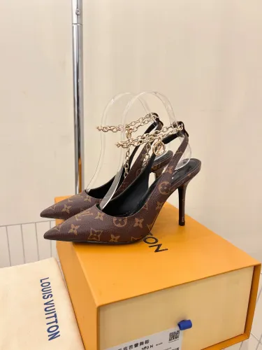 Louis Vuitton Womens Shoes Sandals Slippers Leather Design Luxury Brand MANSION SL.BACK PUMP 9cm Heel Fashion Sandals with Original Box 1A964O