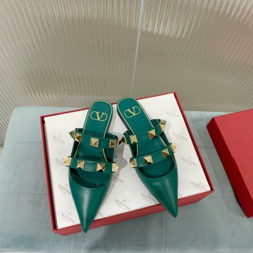 Valentino Women Shoes Mule Flip Flop Sandals ROMAN STUD FLAT MULE IN CALFSKIN with Original Box Luxury Brand
