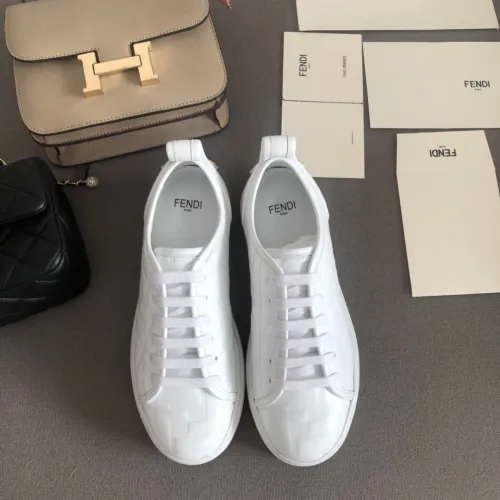 Fendi Womens Shoes FENDI RISE White Leather Flatform Sneakers with Original Box