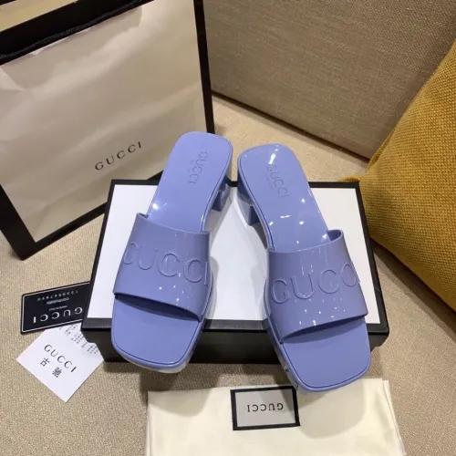 Gucci Womens Shoes Sandals Slides Slippers Luxury Brand Thick Sole 5cm Heel Design Women's GG slide sandal with Original Box