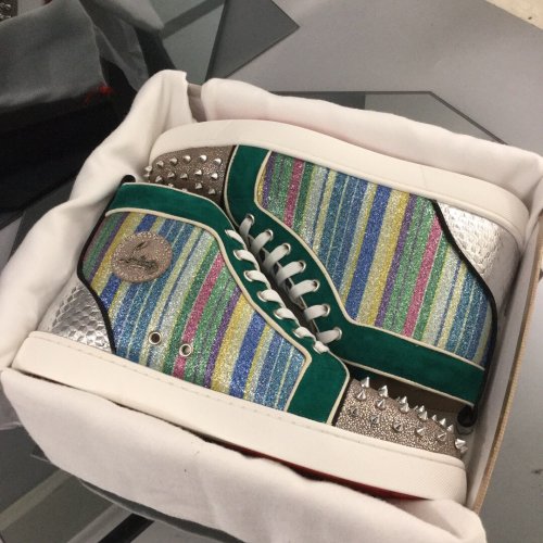 Christian Louboutin Mens Shoes Luxury Brand Red Bottom Design Louis Junior Spikes Flat with Original Box CL sneakers