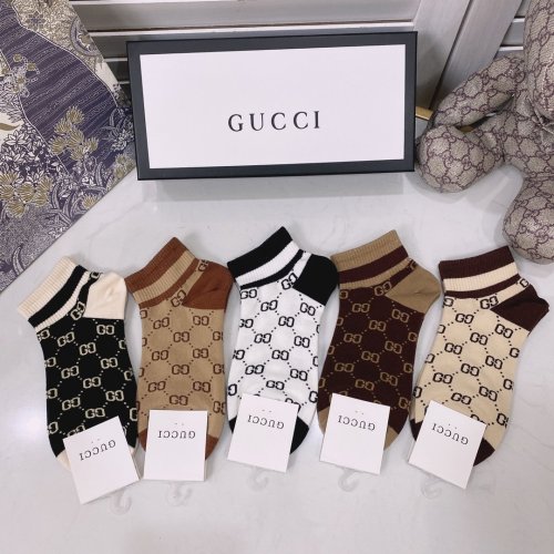 Gucci Socks 5 Pairs with Original Box Luxury Brand Breathable Gucci Sock
