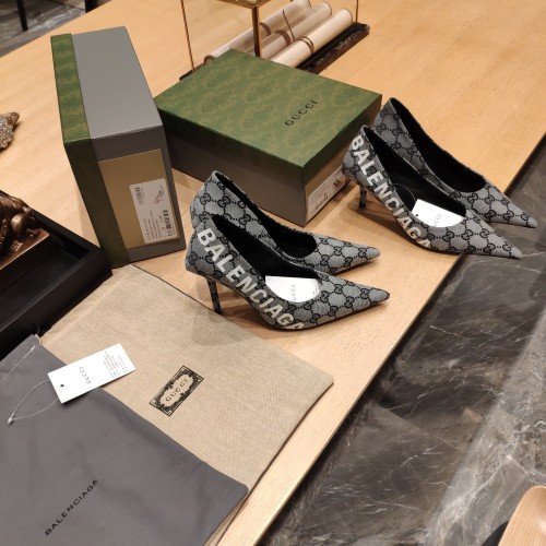 Gucci x Balenciaga Womens Shoes Slingback Pumps High Heel Luxury Brand Wedding Fashion Shoes for Women with Original Box