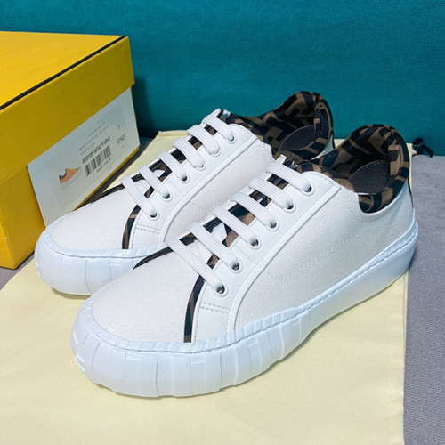 Fendi Mens Shoes FENDI FORCE White Canvas and TPU Low-tops 8E8110AF5AF1DV4 with Original Box