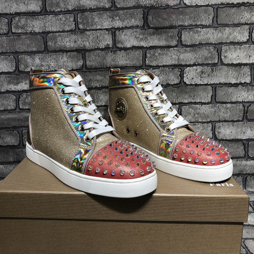 Christian Louboutin Mens Shoes Luxury Brand Red Bottom Design Louis Junior Spikes Flat with Original Box CL sneakers
