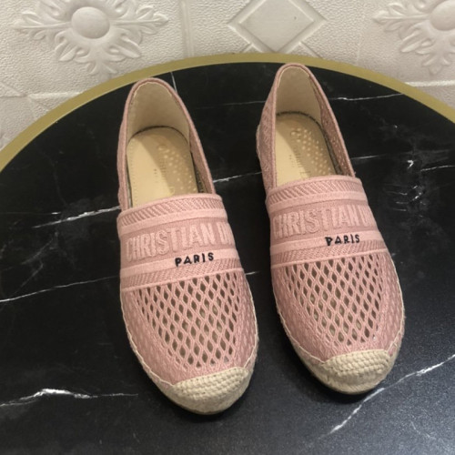 Dior Women Shoes Luxury Brand Design Dior Espadrille Nude Mesh Embroidery Womens Shoes with Original Box