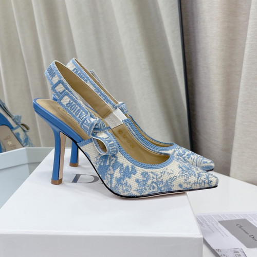 Dior Women Shoes Pumps Luxury Design Fashion Type High Heel Shoes for Wedding Style J'ADIOR SLINGBACK PUMP Cotton Embroidery with Micro Houndstooth Motif with Original Box